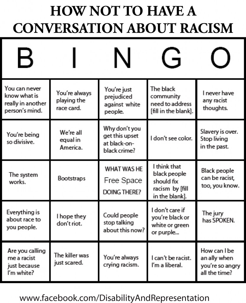 conversations about racism bingo